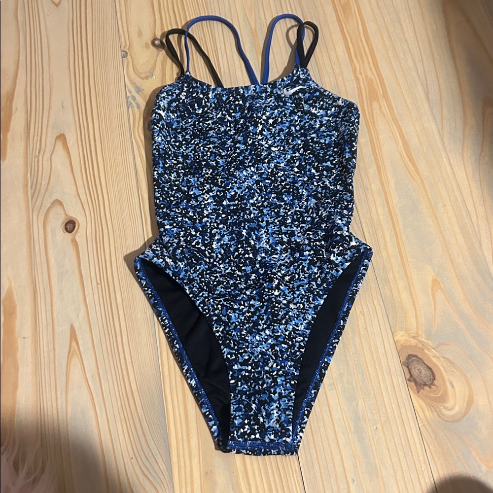 Blue and Black Patterned Swimsuit